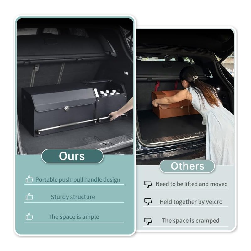 XCF Car Trunk Organizer, Collapsible Leather Car Trunk Storage Organizer