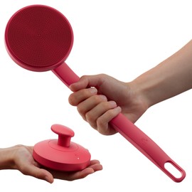 Aura Body Clean Pro⁺ - Silicone Electric Body Scrubber for Acne, Ingrown Hair & KP - IPX7 Waterproof, Rechargeable Exfoliating Shower Brush with Handle. Freeform Grip, & 7000+ Sonic Vibration - Cherry