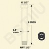 Brushed Nickel Shower Arm Extension, Female to Male 1/2 Inch