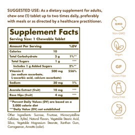 Solgar Vitamin C 500 mg Chewable Tablets, Orange Flavor - 90 Count - Antioxidant & Immune Support - Supports Healthy Skin & Joints - Non GMO, Vegan, Gluten Free, Kosher - 90 Servings