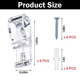 8 Sets Roman Blind P Clip Plastic Blind Cord Safety Device Clear Blind Safety Clips Child Safety P Clips with 8 Screws and 8 Plastic Pillars for Roller Blinds Cord Loop and Bead Chain Tension Device