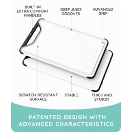 𝐏𝐫𝐞𝐦𝐢𝐮𝐦 𝐓𝐡𝐢𝐜𝐤 Cutting Boards for Kitchen, Plastic Cutting Board Set of 3, Dishwasher Safe Cutting Boards w/Juice Grooves for Meat, Veggies, Easy Grip Handle, Easy Grip Handle