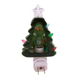 Wowser Ceramic Christmas Tree Night Light, Festive Holiday Decor, 6 Inches (Green)