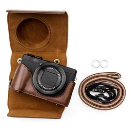 kinokoo Canon G7X Mark III Case, Camera Case for Canon PowerShot G7X Mark III, PU Leather Protective Case for Canon G7XIII G7XII/G7X3 G7X2 with Shoulder Strap (Coffee)