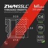 ZWMSSLL M1 - Insertos roscados para juego de calor, 200