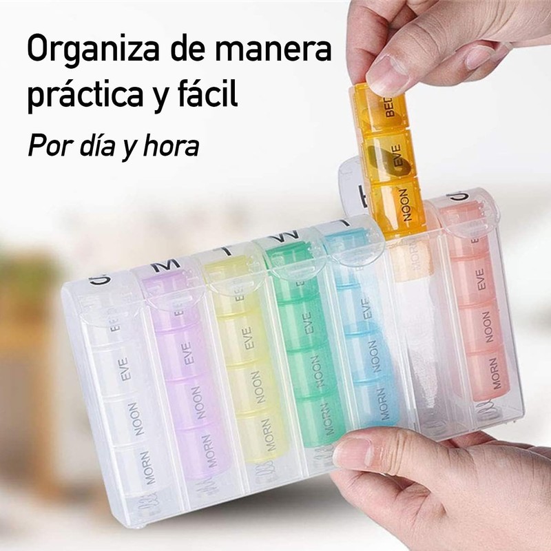 Pastillero Semanal para 4 Tomas Diarias Organizador de Medicinas Estuche
