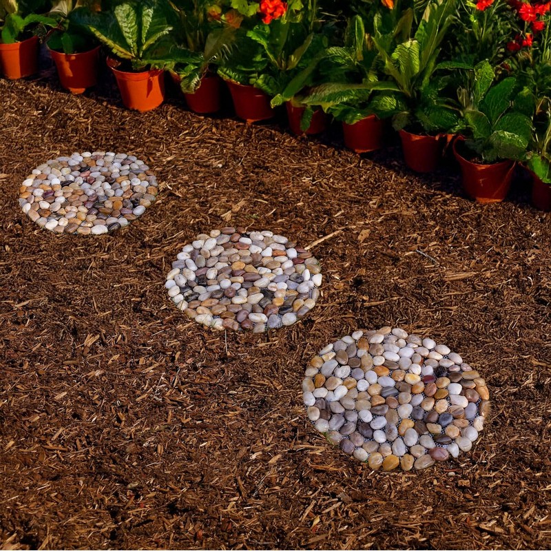 Natural River Rock Stepping Stones for Garden Walkway - Round