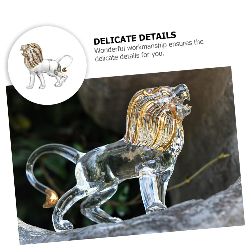 ORFOFE Decorative Lion Statue Crystal Lion Shape Tabletop Decor for