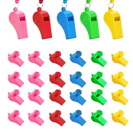 LZYDKH Pack of 24 Whistles, Colourful Sports Whistle, Plastic Whistle with Neck Strap, Plastic Referee Whistle, Sports Whistles in Training for School Sports, Dog Training
