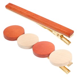 BIUDECO Unique Wooden Hairpins Set of 2 French Hair Clips Retro Style Zinc Alloy Wood for Adults Children