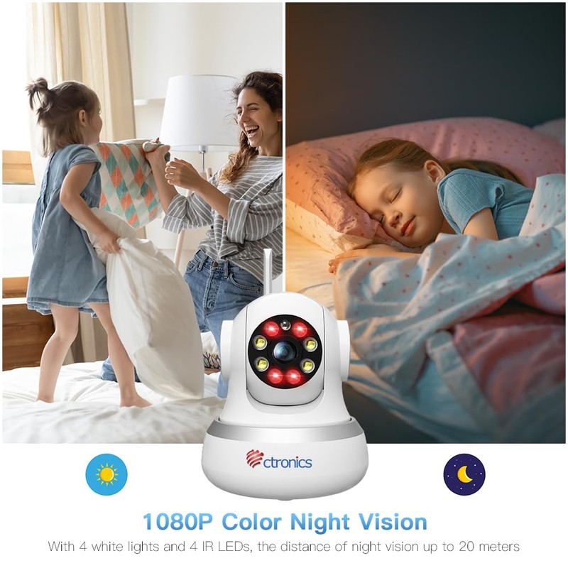 Ctronics 4G CCTV Cellular Surveillance Camera with SIM Card Indoor, 360° View Home Security Camera Indoor, Human/Motion Detection, Auto Tracking, 1080P Color Night Vision,