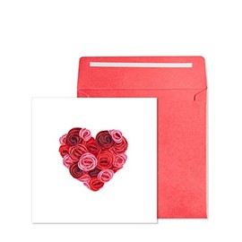 NIQUEA.D Valentine's Day Card, Rose Heart, Includes a Unique Sentiment and Coordinating Envelope (NVD-0004), 6" x 6"