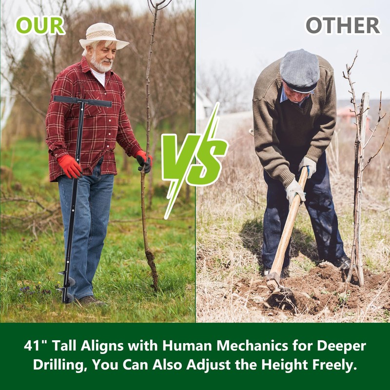 Patioer Post Hole Digger Manual 6" x 41" Garden Auger