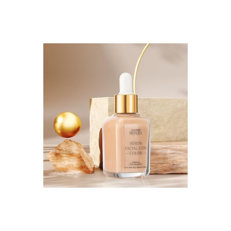 Serúm Facial con Color y Colágeno, Color Nuez Fórmula con