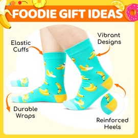 HAPPYPOP Banana Gifts for Lovers - Banana Themed Socks, Fruit Socks for Kids Boys Girls 7-9 Years