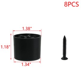 MY MIRONEY 8PCS Plastic Furniture Legs Hardware Screw-in Sofa Legs Couch Legs Replacement Black Round Chair Legs Riser Furniture Feet Protectors with Screws, 1.38" D x 1.18" H