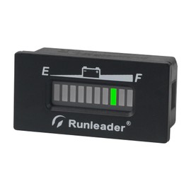 Runleader 36V LED Battery Capacity Meter,Battery Charge & Discharge Display,Waterproof Design,Applicable to Lead Acid Battery powered Golf Cart Forklift Lawn Mower Leaf Trimmer Motorhome etc.