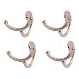 Handyhome Perchero Gancho Doble Handy Niquel 4 Piezas Niquel Satin