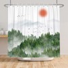 Sillsloso Forest Shower Curtain Nature Mountain Landscape Sunrise Woodland, Waterproof