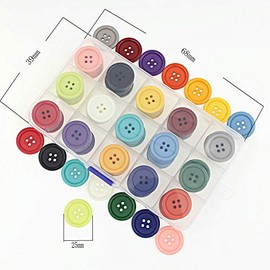 Botones surtidos de 1 pulgada de 15 colores, botón redondo de resina para coser paquete múltiple de 90 unidades con caja (cada color 6 unidades, 25 mm)