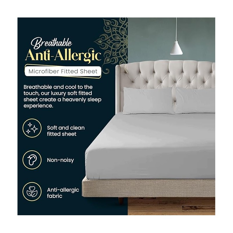 Sunshine Comforts Microfiber Fitted Sheets Super King Size Breathable, Anti
