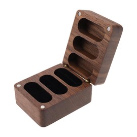 SING F LTD Square Wooden Ring Box Engagement Wedding Ring Storage Box Ring Bearer Box for 3 Rings Wedding Proposal Engagement Ceremony 62x48mm, Wood, 62x48mm