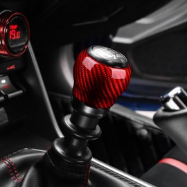 AIRSPEED Carbon Fiber Accessory Interior Interior Parts Gear Shift Knob Head Cover Handle Sticker Fashionable Custom Dress Up Double Sided Tape Included Easy Installation Garnish Car Accessories (Red)