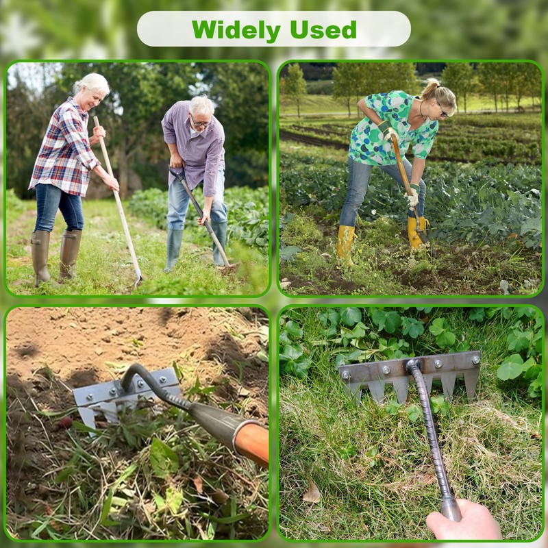 Garden Weeding Rake, Upgraded Detachable Weeder Puller Tool, Manganese Steel