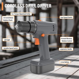 ESANHAO Cordless Drill for Drain Snake with Battery and Charger