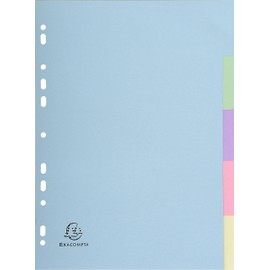 Exacompta Exacompta 1605E Pastell-Register Forever für DIN A4 aus Recyclingkarton 5-teilig volle Höhe 22 x 29,7 cm vollfarbig 5 Farben Blauer Engel Pastellcolor Aquarel Trennblätter Trennstreifen