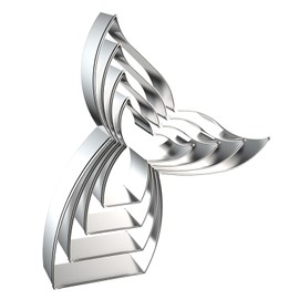 Mermaid Whale Fish Tail Cookie Cutters Shapes Set Assorted Sizes - 5 inch, 4 inch, 3 inch, 2 inch - Stainless Steel