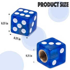 MEAJOO 4PCS Dice Shape Tire Valve Stem Caps, Universal Copper Core Dustproof Tire Valve Stem Covers for Cars, SUV, Trucks, Bikes, Motorcycles, Bicycles(Blue)