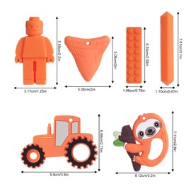 6 Stück Sensory Kauen Halskette, Orange Silikon Kaukette für Autistische Kinder, Zahnen, Angst, Beißen Bedürfnisse, ADHS, Oral Motor Chewy mit Verstellbaren Schnalle für Baby Jungen Mädchen