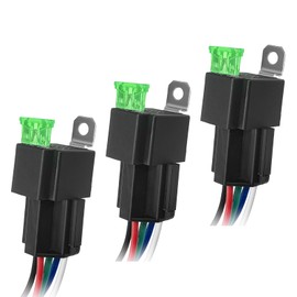 SHMZK 3 PCS 12V Fuse Relay Switch Harness Set, 5 Pin 30A ATO/ATC SPST Automotive Relays with 12 AWG Heavy Duty Wires, Electrical Relay for Truck Boat Van Motorcycle, Car Accessories