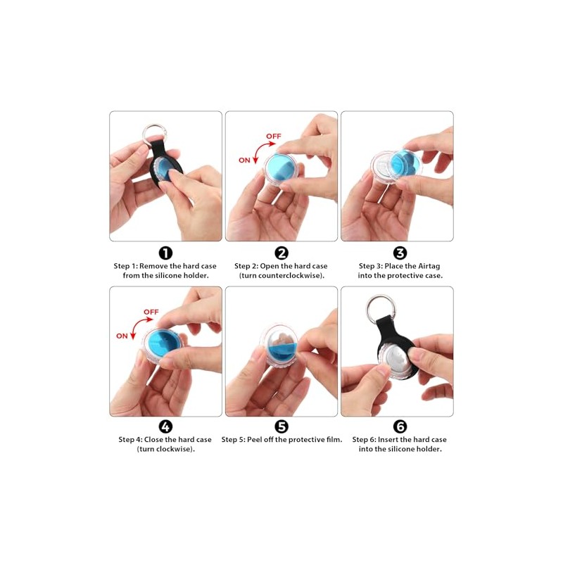 4 Pack AirTag Holder with Keychain - Anti-Lost Case