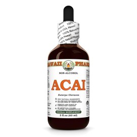 Acai (Euterpe Oleracea) Dry Berry Glycerite, Made in Hawaii, Organic Raw Materials, All Natural, Vegan, Lab Tested Alcohol-Free Liquid Extract - 2 fl.oz