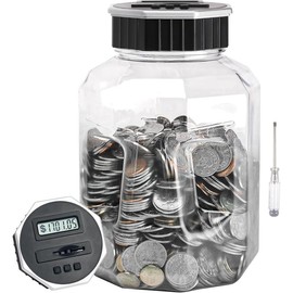 X-Large Piggy Bank for Adults Kids,  Digital Coin Counting Bank with Counter, 2.4L Capacity, Great Coin Counter Bank Money Counting Jar with Total Amount Displayed (Blue, X-Large) - Color: Silver, Size: X-Large