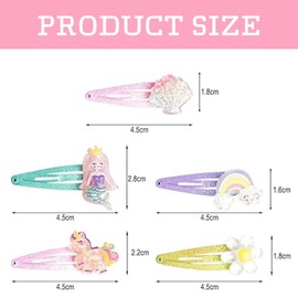 MEXRUMI Pack of 12 Mermaid Rainbow Flowers Hair Accessories, Children's Multicoloured Hair Clips Girls Glitter, Cute Hair Clip Small for Birthday Party Gift