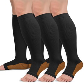 Sooverki Copper Compression Socks for Women & Men Open Toe 15-20mmHg is Best Support for Circulation Recovery and All Day Wear