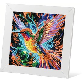 DIYGEMDOT Hummingbird Diamond Painting Kit for Kids with Wooden Frame, 5D Diamond Art Gem Painting for Beginners, Creatively Rich Gem Art Crafts, Gifts, Home Decor for Girls and Boys Ages 4+(7X7 Inch)