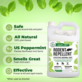 Mighty Mint Peppermint Oil Rodent Repellent Spray with Microfiber Cloth – Natural Indoor & Outdoor Control for Mice and Rats – Plant-Based, Extra-Strong Formula - 1 Gallon (128 oz)
