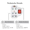 feletec 3-Way Socket Adaptor 1x Schuko, 2x Euro, White, with