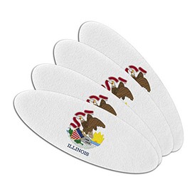 Illinois State Flag Double-Sided Oval Nail File Emery Board Set 4 Pack