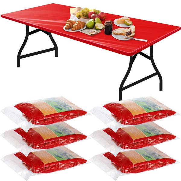 Boao 6 Pcs Disposable Plastic Tablecloth Parties Picnic Table Covers