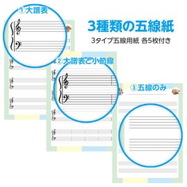 Staff Paper / 3 Types of "Large Staff & Bar Lines Only" 5 Sheets Total 15 Sheets / A4 Size Paper / Piano Staff Paper Beginners Self-taught Music, Teaching Materials, Lesson Supplies