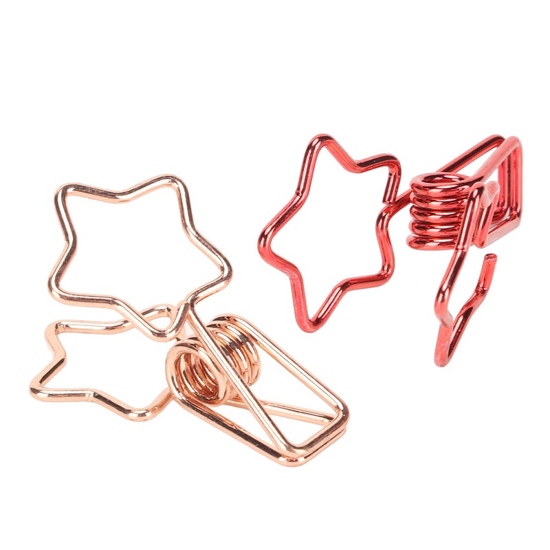 100 Pcs Binder Clips Hollow Cute Star Shape Sturdy Metal