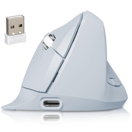 DQST Ratón Vertical Ergonómico Inalambrico Recargable -3 Niveles dpi (800-1600)-Compatible con Windows/Mac/Linux/Android-DiseñoCómodo Antifatiga para Mano y Muñeca