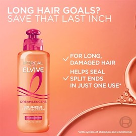 L'Oreal Paris Elvive Dream Lengths - Acondicionador sin enjuague en crema sin corte de pelo, 6.8 onzas líquidas