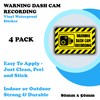 4 Pack - Warning Dash Cam Recording Stickers - Car