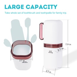 Travel Toothbrush Holder,Toothbrush Holder and Rinse Cup with Handle Toothbrush Travel Case,Multifunctional Toothbrush Cup,Large Capacit Travel Toothbrush Holder with Mouthwash Cup(Purple+Green)